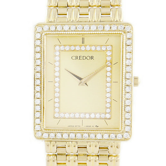 Battery replacement Seiko Seiko Couredor 2F70-5610 Diamond Bezel Genuine Diamond Gold K18YG Yellow Gold Golden Solid Ladies Quartz [6 months Warranty] [Watch] [Used]