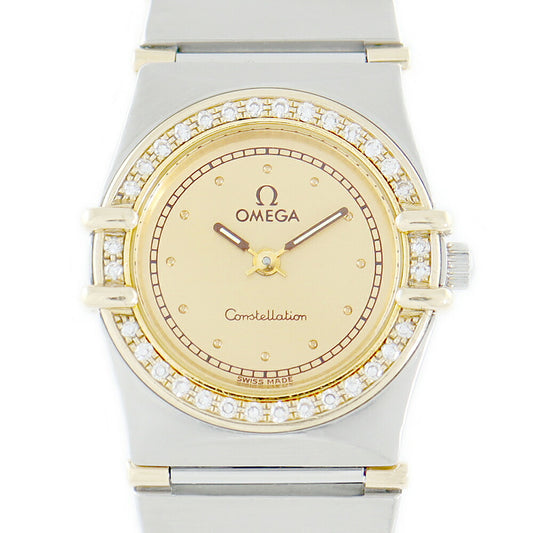 ☆Battery replacement OMEGA Omega Constellation Mini Diamond Bezel Gold YG Yellow Gold SS Stainless Steel Combination Ladies Quartz [6 months warranty] [Watch] [Used]