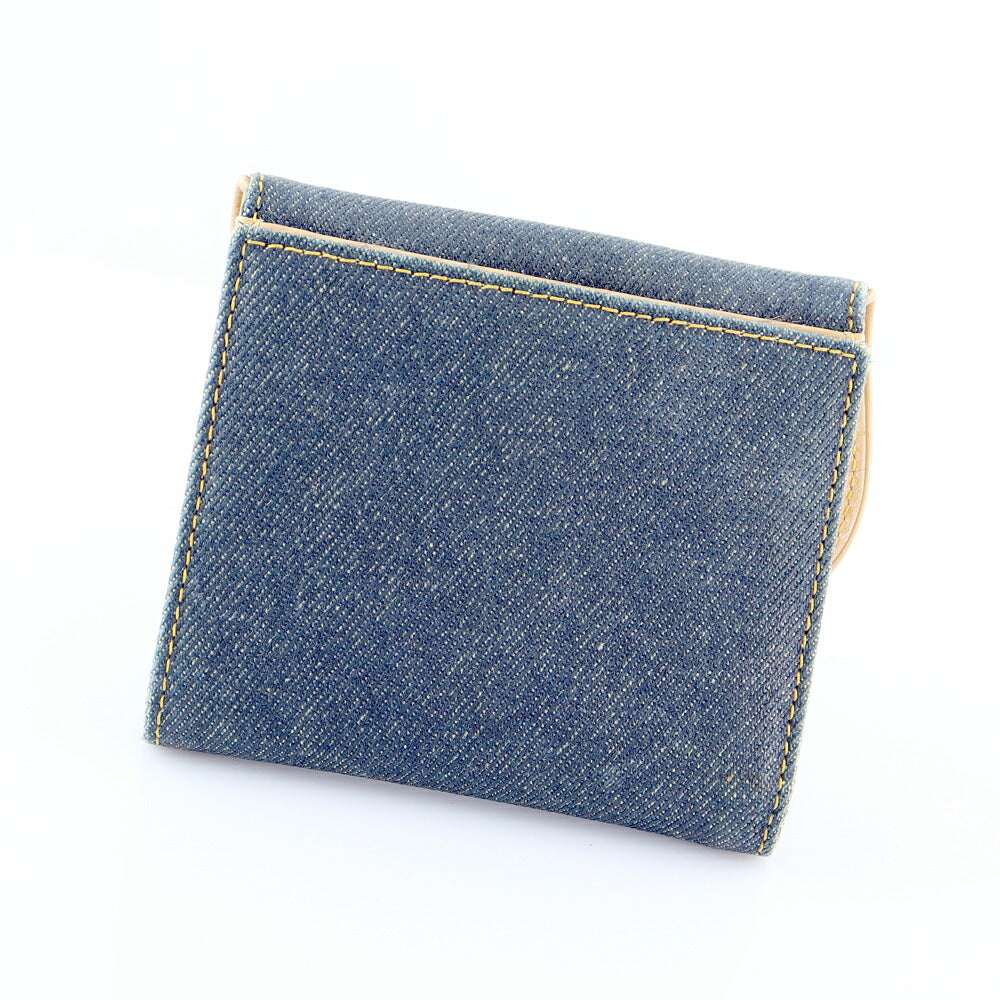 ☆Christian Dior Christian Dior Saddle Bi -fold Wallet Denim Blue Blue Men's Ladies [Bag] [Used]