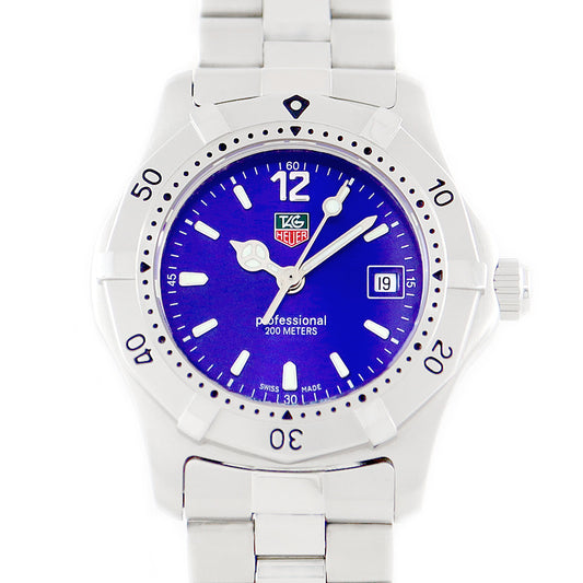 電池交換済 TAG Heuer タグホイヤー 2000シリーズ プロフェッショナル WK1316 200m防水 青 ブルー SS ステンレス レディース クォーツ【6ヶ月保証】【腕時計】【中古】