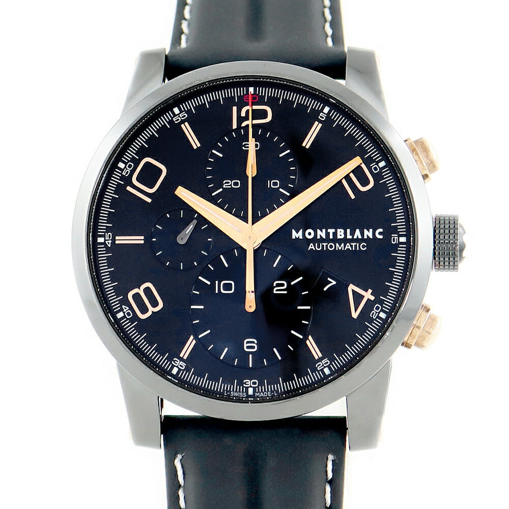 Inspection Montblanc Montblanc Montblanc Time Walker Dual Carbon 105805 7187 Chronograph Date Black SS Stainless steel genuine buckwheat Men's automatic winding [6 months warranty] [Watch] [Used]