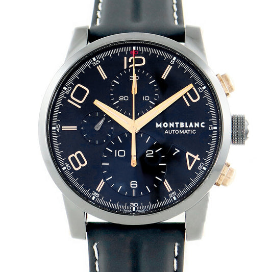 Inspection Montblanc Montblanc Montblanc Time Walker Dual Carbon 105805 7187 Chronograph Date Black SS Stainless steel genuine buckwheat Men's automatic winding [6 months warranty] [Watch] [Used]