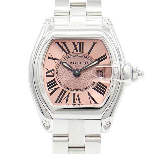 Rare battery replaced Cartier Cartier Roadster SM Pink Ribbon Limited item W62043V3 Date 100m waterproof pink SS Stainless Ladies Quartz [6 months warranty] [Watch] [Used]