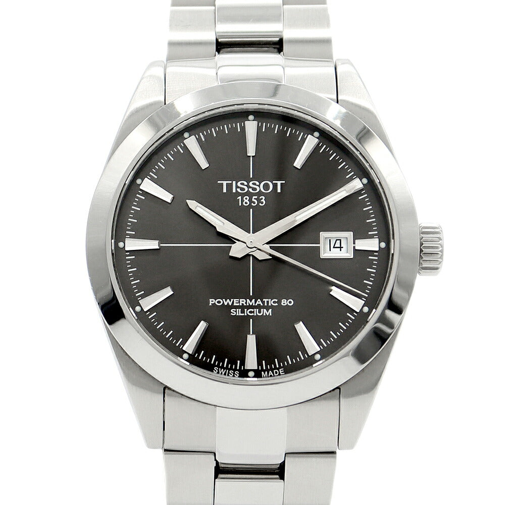 Internal point inspection Tissot Tissot Tissot Gentleman Power Matic 80 Silicium T127.407.11.061.01 Date 100m Waterproof Back Sked Dark Gray SS Stainless Men Automatic Wind T127407 A [6 months warranty] [Used]