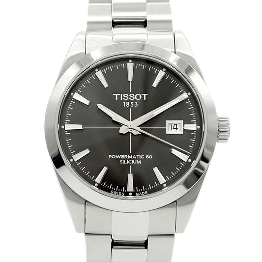 内部点検済 TISSOT ティソ ジェントルマン パワーマティック80 シリシウム T127.407.11.061.01 デイト 100m防水 裏スケ ダークグレー SS ステンレス メンズ 自動巻き T127407 A【6ヶ月保証】【腕時計】【中古】