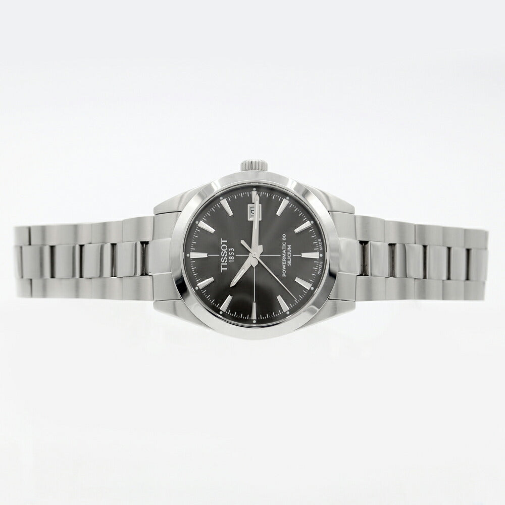 Internal point inspection Tissot Tissot Tissot Gentleman Power Matic 80 Silicium T127.407.11.061.01 Date 100m Waterproof Back Sked Dark Gray SS Stainless Men Automatic Wind T127407 A [6 months warranty] [Used]