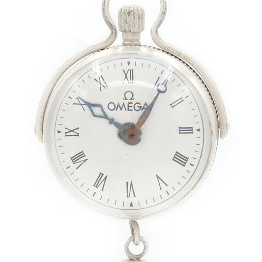 Rare product Omega Omega Pocket Watch Fish Eye Lens White White Human Roll Antique Vintage [Watch] [Used]