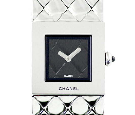 ☆電池交換済み CHANEL シャネル マトラッセ H0009 黒 ブラック SS ステンレス レディース クォーツ【6ヶ月保証】【腕時計】【中古】