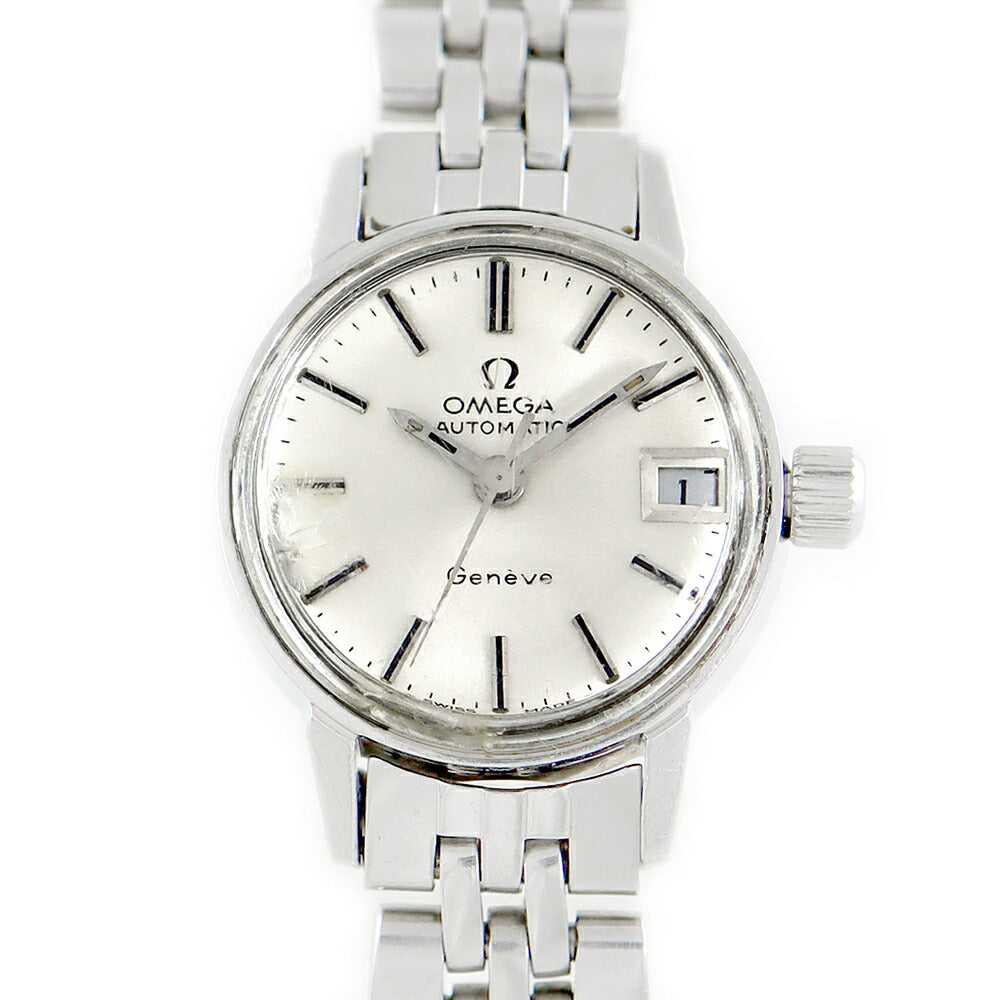 Omega Omega Geneva 566.002 Cal.684 Date Silver SS Stainless Ladies Automatic Antique Vintage [Watch] [Used]