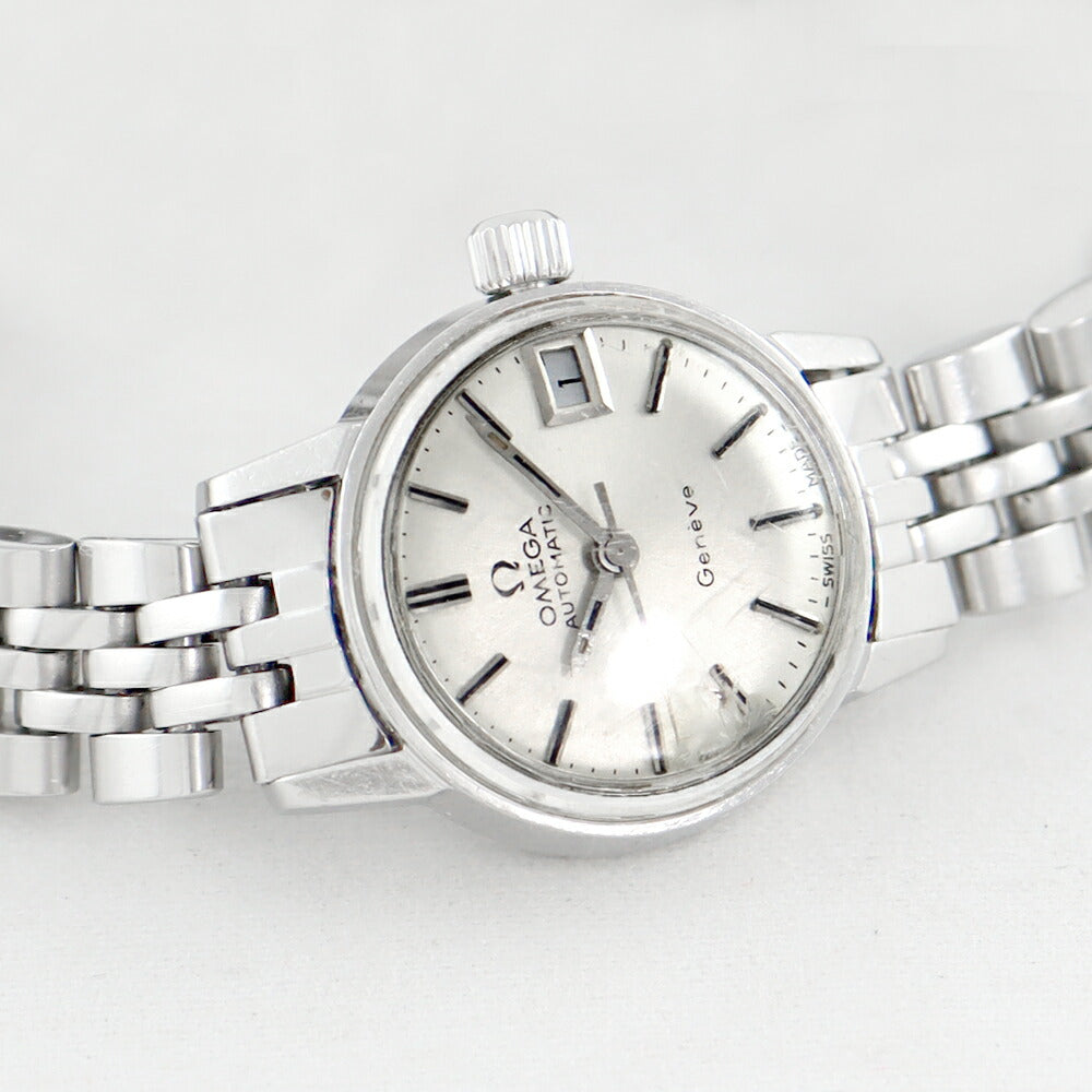 Omega Omega Geneva 566.002 Cal.684 Date Silver SS Stainless Ladies Automatic Antique Vintage [Watch] [Used]