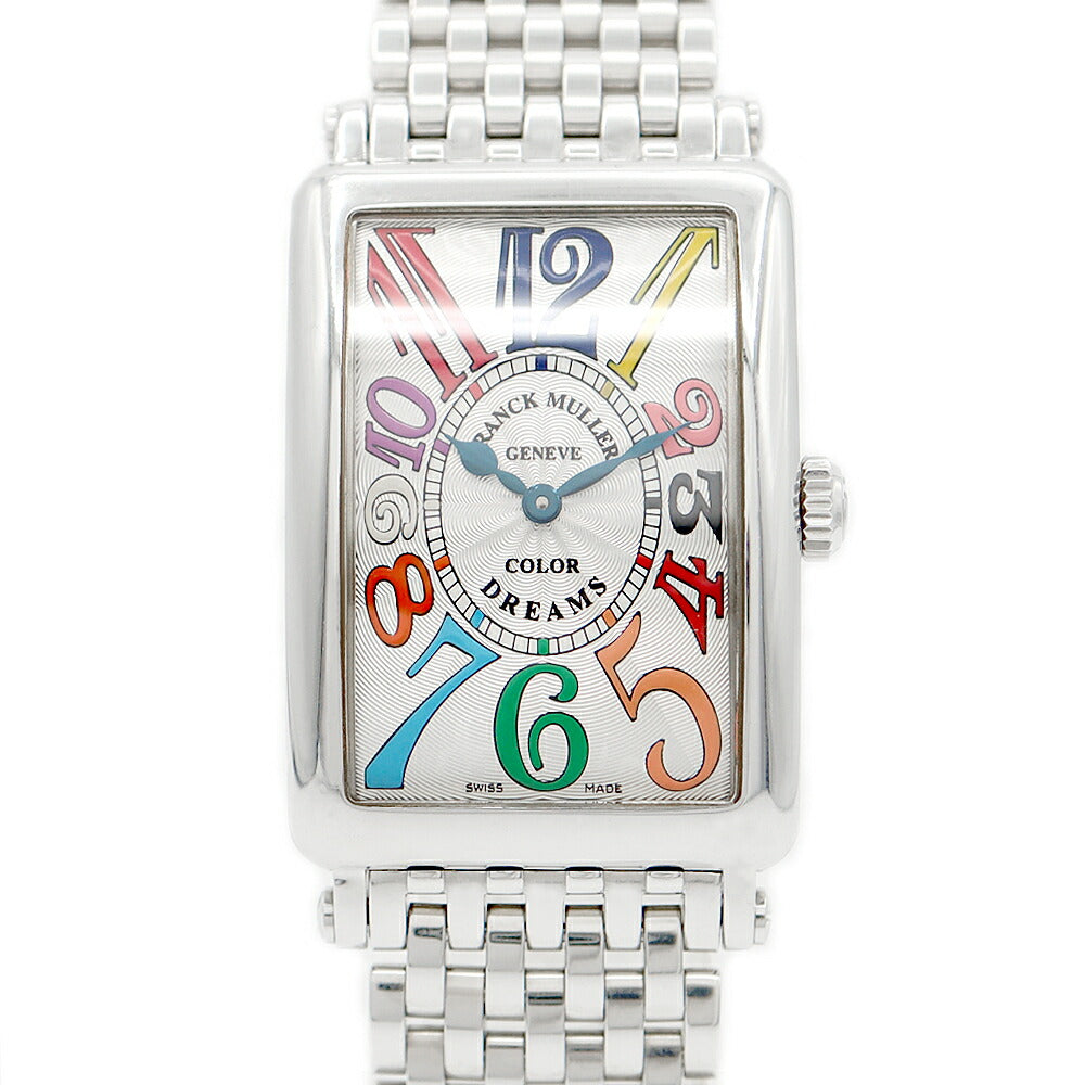 電池交換済 FRANCK MULLER フランクミュラー ロングアイランド カラードリーム 952QZ COLDROAC シルバー ギョーシェ SS ステンレス レディース  クォーツ【6ヶ月保証】【中古】【腕時計】