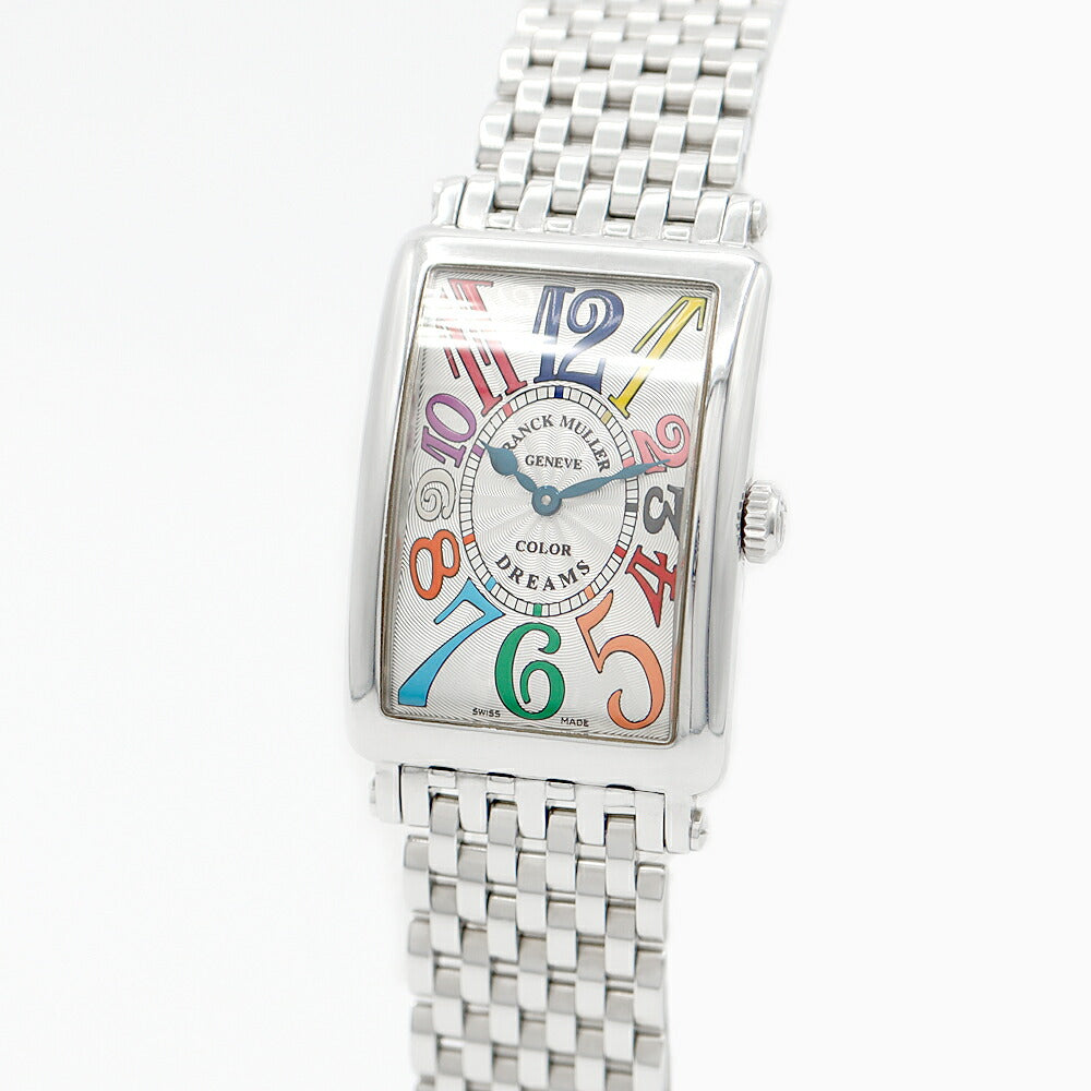 電池交換済 FRANCK MULLER フランクミュラー ロングアイランド カラードリーム 952QZ COLDROAC シルバー ギョーシェ SS ステンレス レディース  クォーツ【6ヶ月保証】【中古】【腕時計】