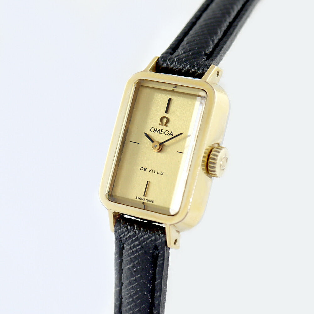 希少品 OMEGA オメガ DE VILLE デビル エメラルド 511.0453 Cal.1070 金 ゴールド SS ステンレス YGP イエローゴールド 新品ベルト レディース 手巻き アンティーク ヴィンテージ デヴィル【腕時計】【中古】