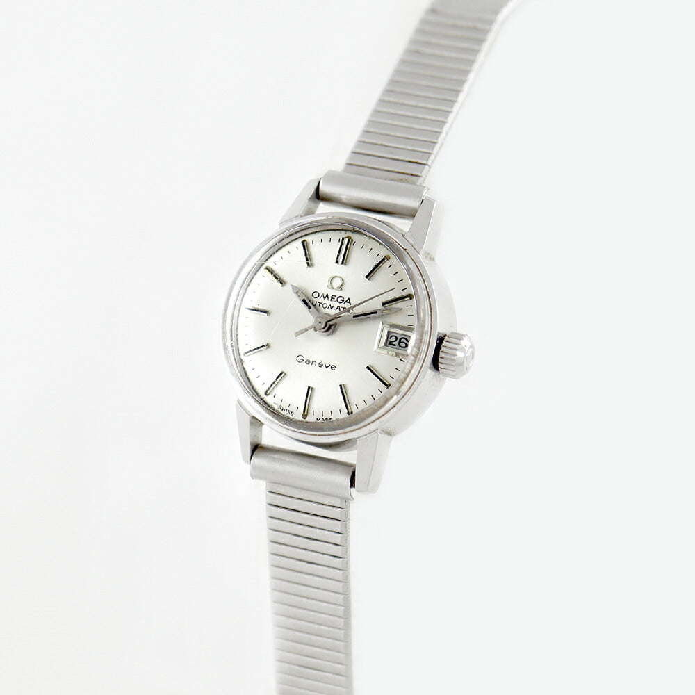 希少品 OMEGA オメガ Geneve ジュネーブ 566.002 Cal.684 デイト シルバー SS ステンレス レディース 自動巻き アンティーク ヴィンテージ【腕時計】【中古】