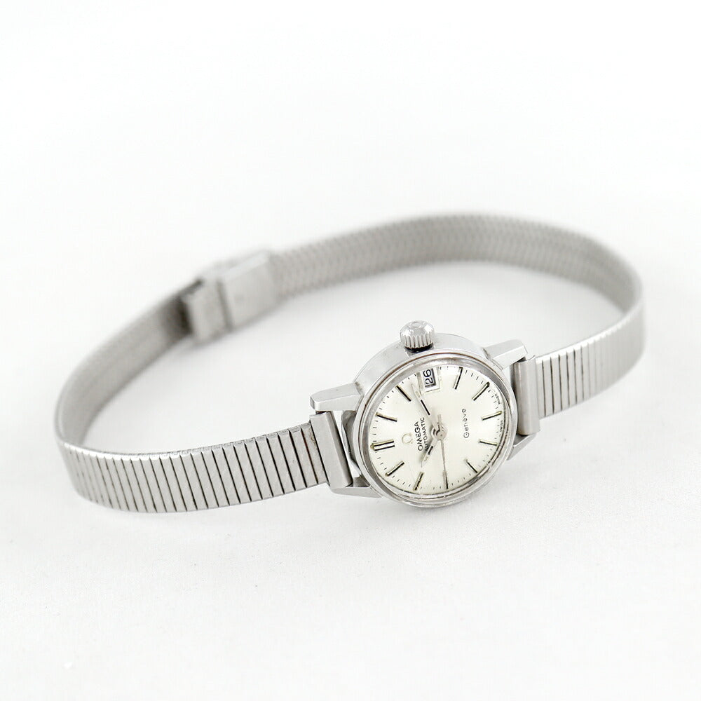 希少品 OMEGA オメガ Geneve ジュネーブ 566.002 Cal.684 デイト シルバー SS ステンレス レディース 自動巻き アンティーク ヴィンテージ【腕時計】【中古】