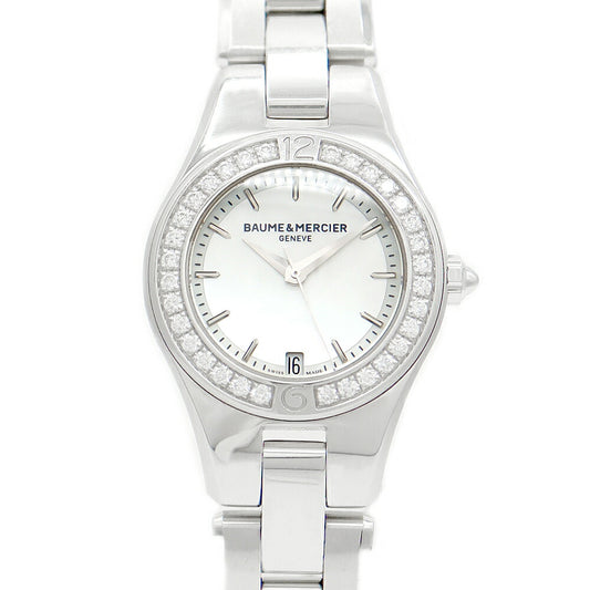 BAUME & MERCIER Baume & Mercier Linea 65691 Diamond bezel date White White Shell SS Stainless Ladies Quartz [6 months warranty] [Watch] [Used]