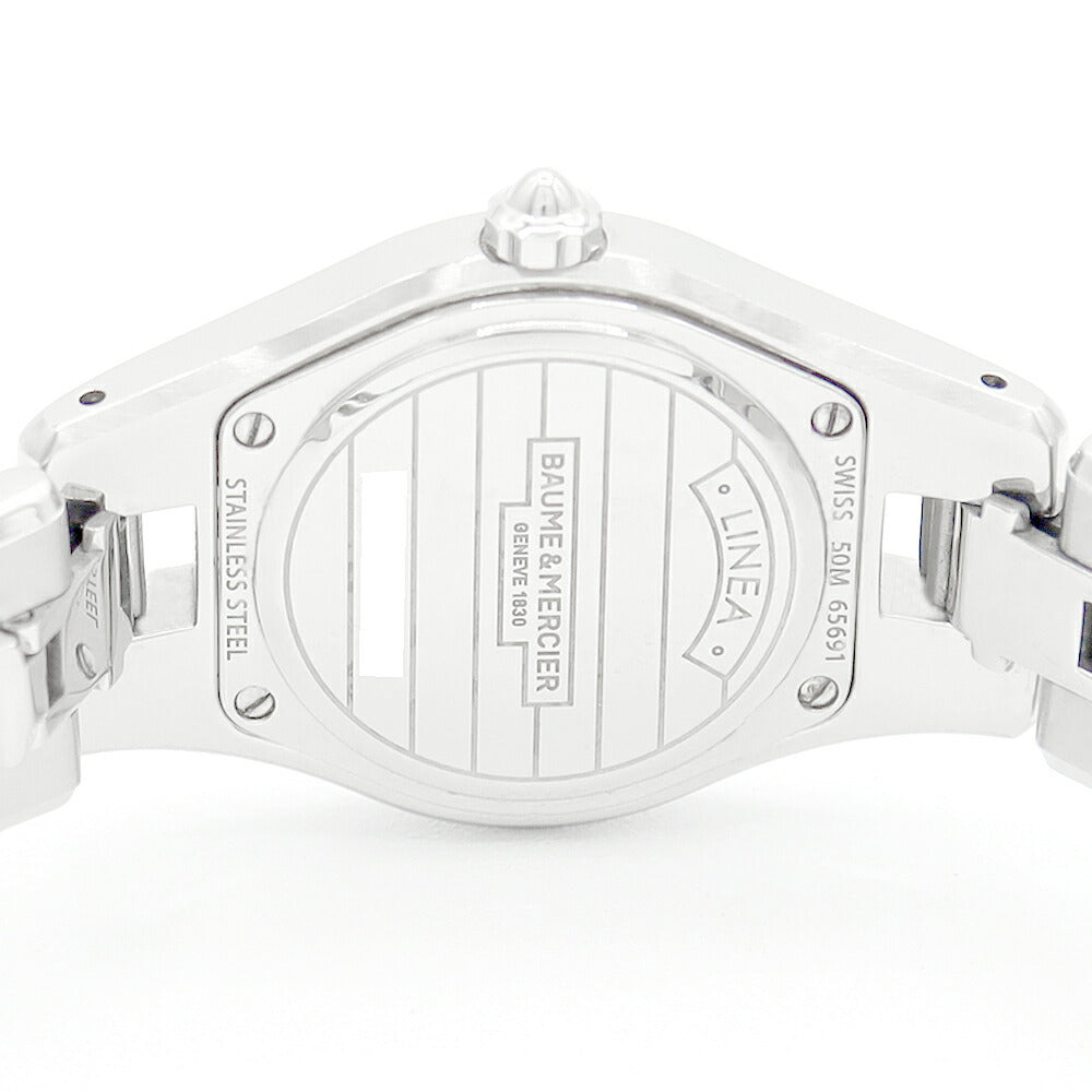 BAUME & MERCIER Baume & Mercier Linea 65691 Diamond bezel date White White Shell SS Stainless Ladies Quartz [6 months warranty] [Watch] [Used]