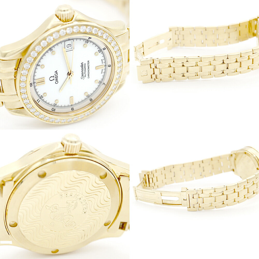 Inspection OMEGA OMEGA OMEGA OMEGA SMaster Chronometer 2105.20 Date Genuine Diamond Bezel Golden White White White K18YG Yellow Gold Men's Automatic Wind [6 months warranty] [Watch] [Used]