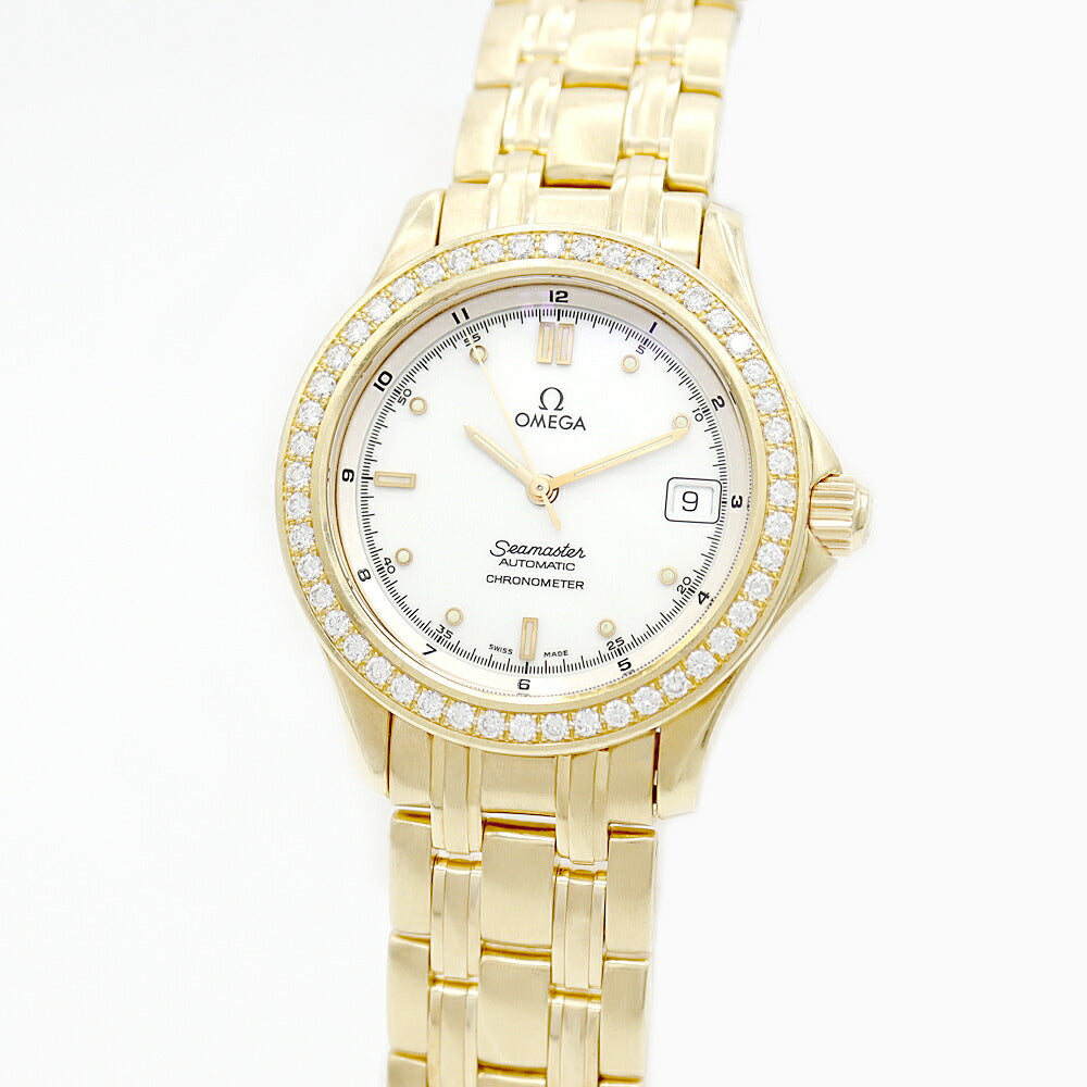 Inspection OMEGA OMEGA OMEGA OMEGA SMaster Chronometer 2105.20 Date Genuine Diamond Bezel Golden White White White K18YG Yellow Gold Men's Automatic Wind [6 months warranty] [Watch] [Used]