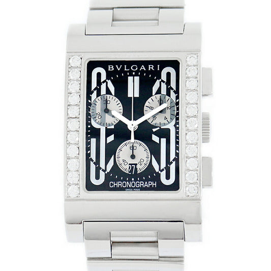 BVLGARI BVLGARI Bulgari Retan Goro Chronograph RTC49S Black Black Diamond Breath SS Stainless Steel After Diamond Men's Quartz [6 months warranty] [Watch] [Used]