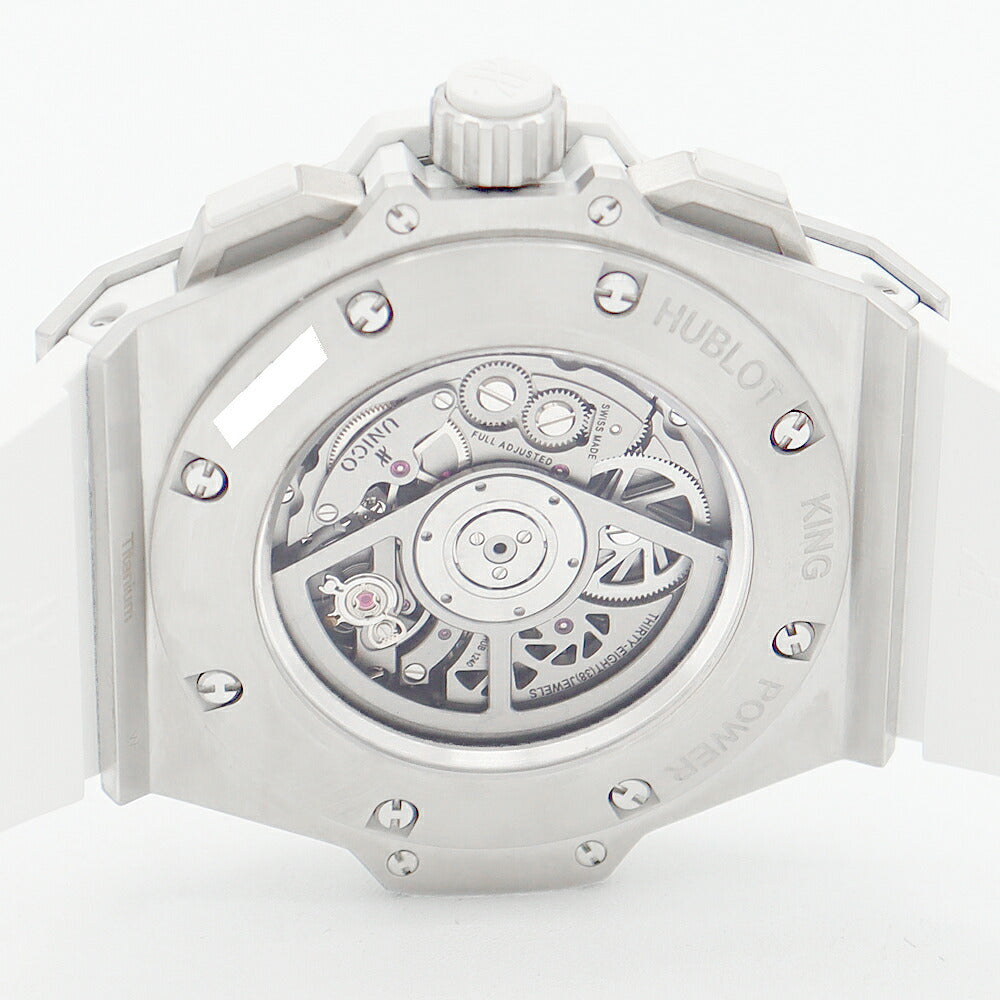 HUBLOT Ubr King Power Power Pavet Chronograph 701.0127.Gr.1704 Date White White Skeleton Genuine Diamond Titanium Genuine Belt Genuine Bell Men's Automatic Wind [6 months warranty] [Used]