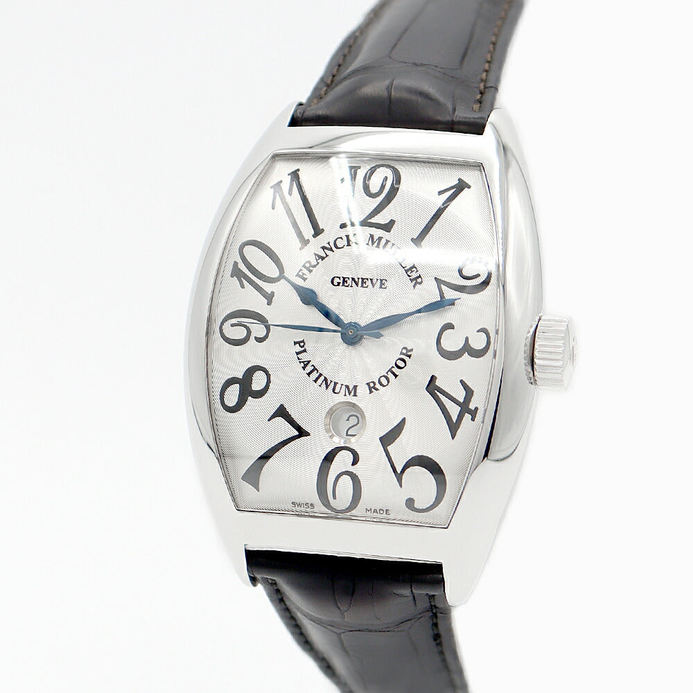 FRANCK MULLER フランクミュラー トノーカーベックス プラチナローター 9880 SC DT デイト シルバー ギョーシェ SS ステンレス 純正ベルト 純正尾錠 メンズ 自動巻き トノウ カーベックス 【6ヶ月保証】【中古】【腕時計】