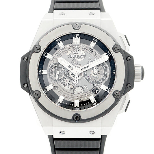 HUBLOT Ubro King Power Usani Titanium Chronograph 701.NX.0170.RX Date Black Gray Skeleton Titanium genuine belt genuine buckwheat Men's automatic winding [6 months warranty] [Watch] [Used]