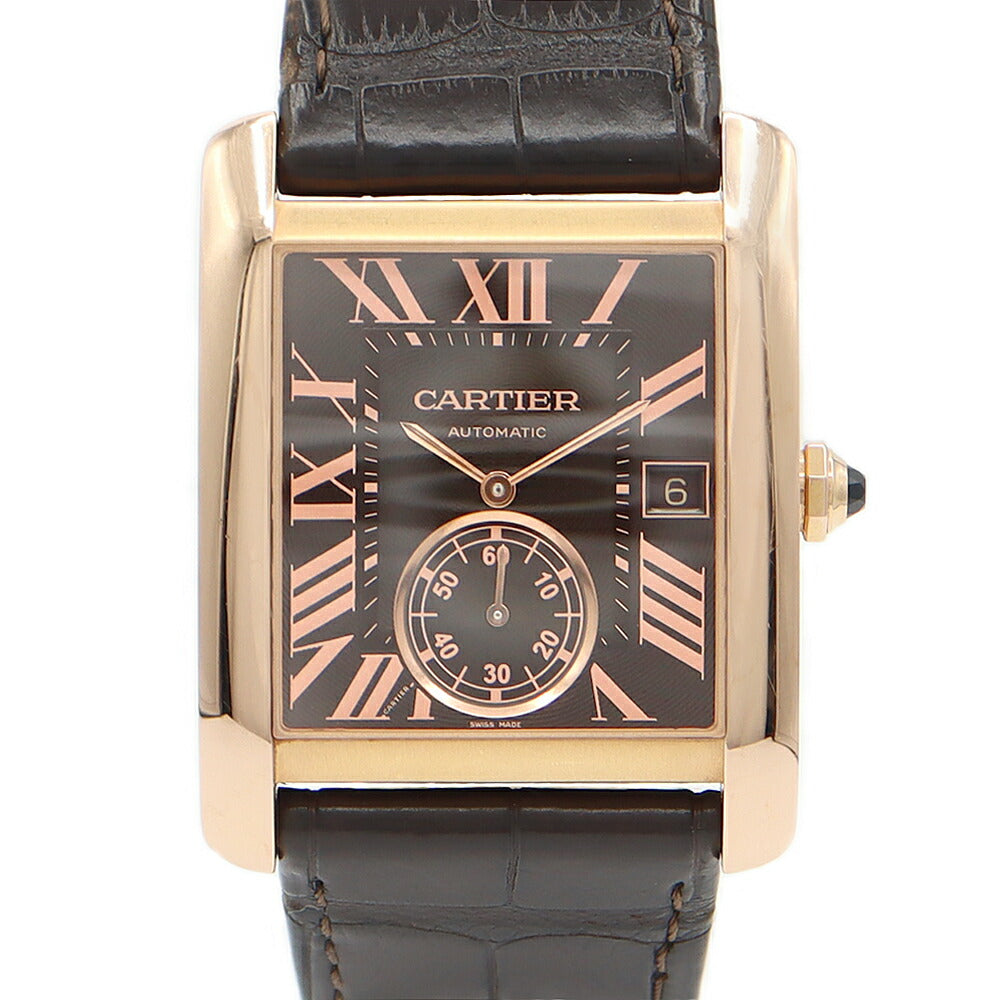 Inspector Cartier Cartier Cartier Tank MC LM W5330002 Date Small Second Tea Brown K18PG Pink Gold Gold Genuine Belt Genuine Back Men's Automatic Wind [6 months Warranty] [Watch] [Used]
