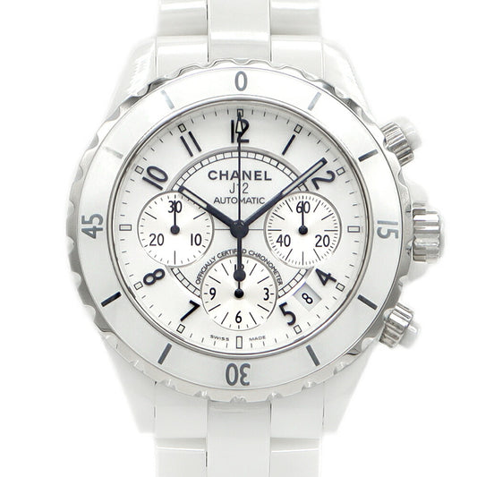 Internal point inspection CHANEL Chanel J12 41mm Chronograph H1007 200m Waterproof Date White Ceramic SS Men's Automatic Wind [6 months warranty] [Watch] [Used]