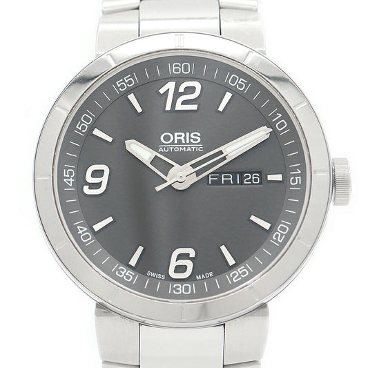 ORIS Oris TT1 Day Date 01 735 7651 4163-07 8 25 10 Back Skeleton 100m Waterproof Gray SS Stainless Men Automatic Wind [6 months warranty] [Watch] [Used]