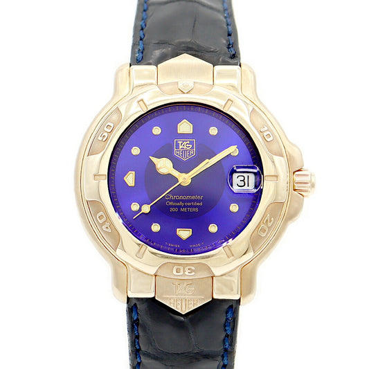 Internal point inspection TAG HEUER Tag Hoier 6000 Series WH514 Date Blue Blue K18YG Yellow Gold Gold Golden Golden Genuine Belt Genuine Genuine Genuine K18YG Bucket Men's Automatic Wind [6 months Guarantee] [Watch] [Used]