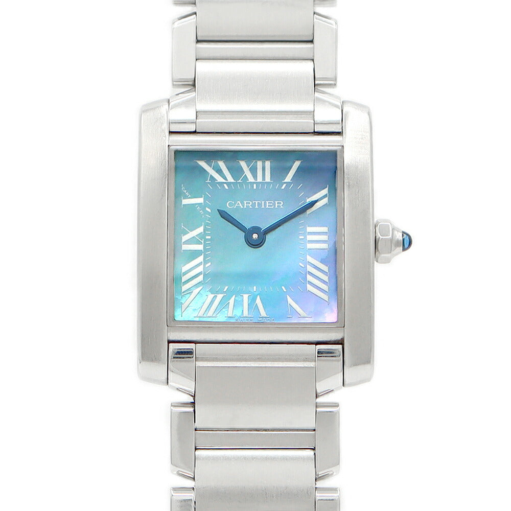 Battery replaced Cartier Cartier tank Francase SM W51034Q3 Blue Shelled SS Stainless Ladies Quartz [6 months warranty] [Watch] [Used]