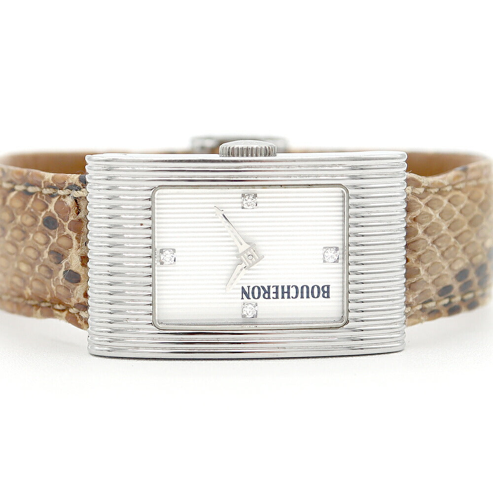 Boucheron Boucheron Boucheron Boucheron Boucheron Genuine Diamond 4P Diamond Silver SS Stainless Steel Genuine Belt Genuine Buckle Ladies Quartz