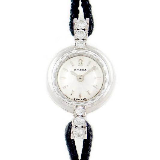 Rare product Omega Omega Geneve 5385.96 Cal.440 Diamond Besel 6P Diamond Silver K18WG White Gold SS Stainless Ladies Handlord Antique Vintage [Watch] [Used]