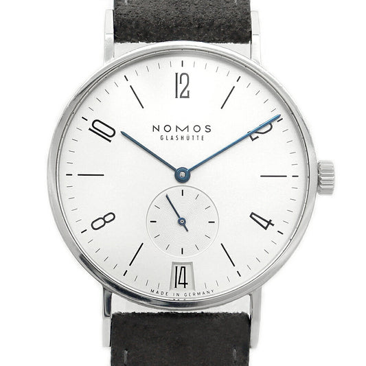 内部点検済 NOMOS ノモス タンジェント ネオマティック TN1B1W2L デイト 30ｍ防水 裏スケルトン シルバー SS ステンレス 純正ベルト 純正尾錠 メンズ 手巻き【6ヶ月保証】【腕時計】【中古】