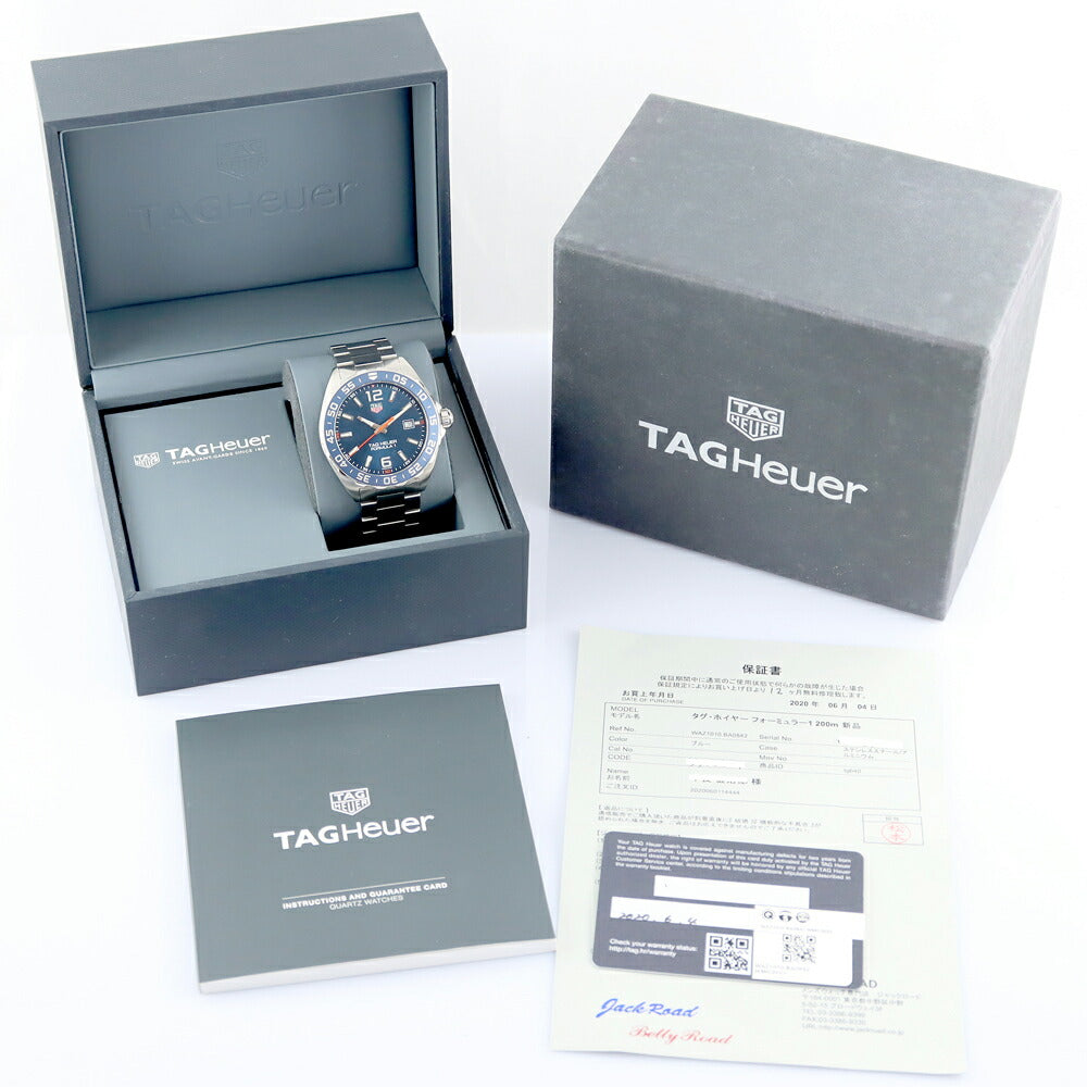 電池交換済 TAG Heuer タグホイヤー フォーミュラー1 200ｍ WAZ1010 BA0842 デイト 青 ブルー SS ステンレス メンズ クォーツ フォーミュラ1【6ヶ月保証】【腕時計】【中古】