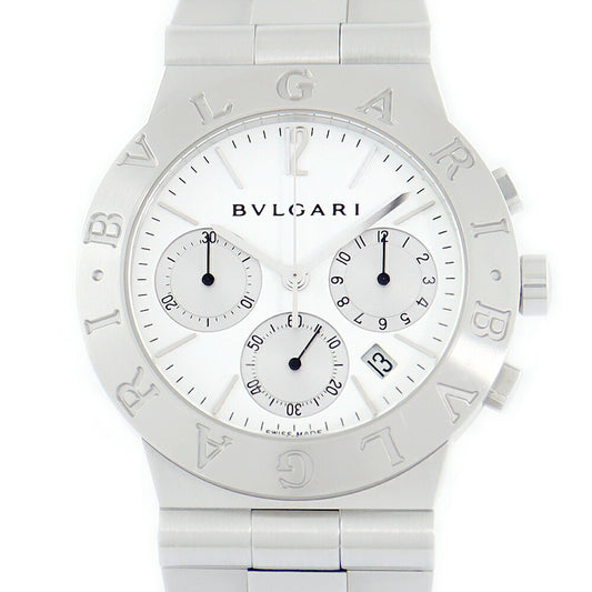 BVLGARI Bulgari Diagono Sports CH35S Chronograph Date White White White White SS Stainless Men Quartz [6 months warranty] [Watch] [Used]