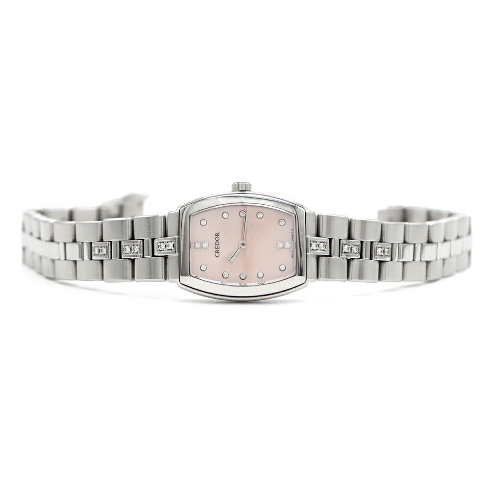 Battery replacement Seiko Seiko Couredor Signo 5A70-0AF0 14P Diamond Dialog Tono Pink Shell SS Stainless Ladies Quartz