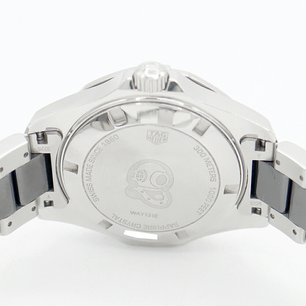 電池交換済 TAG Heuer タグホイヤー アクアレーサー WAY131E BA0913 300m防水 デイト 純正ダイヤモンド 2重ダイヤベゼル 黒 ブラック SS ステンレス CE セラミック レディース ボーイズ クォーツ【6ヶ月保証】【腕時計】【中古】