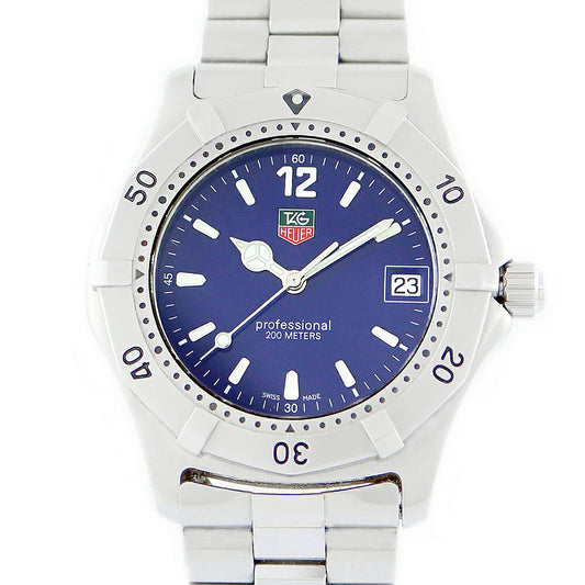 Battery replacement TAG HEUER Tag Hey 2000 Series Professional Classic WK1113-0 Date 200m Waterproof Blue Blue SS Stainless Men's Quartz [6 months warranty] [Watch] [Used]