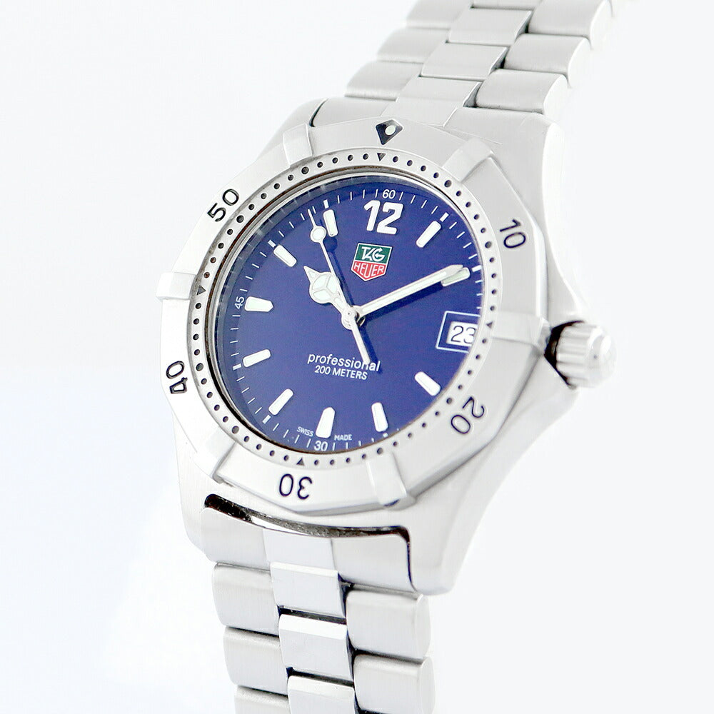 Battery replacement TAG HEUER Tag Hey 2000 Series Professional Classic WK1113-0 Date 200m Waterproof Blue Blue SS Stainless Men's Quartz [6 months warranty] [Watch] [Used]