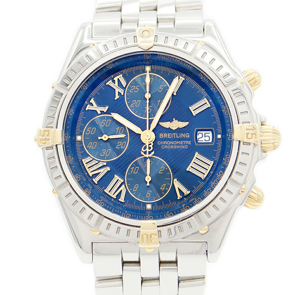 BREITLING BREITLING Breitling Cross Wind Clonograph Vicolo B13355 Racing Date 100m Waterproof Navy Blue SS Stainless steel YGP Yellow Gold Combi Men Automatic Wind [6 months Guarantee] [Watch] [Used]