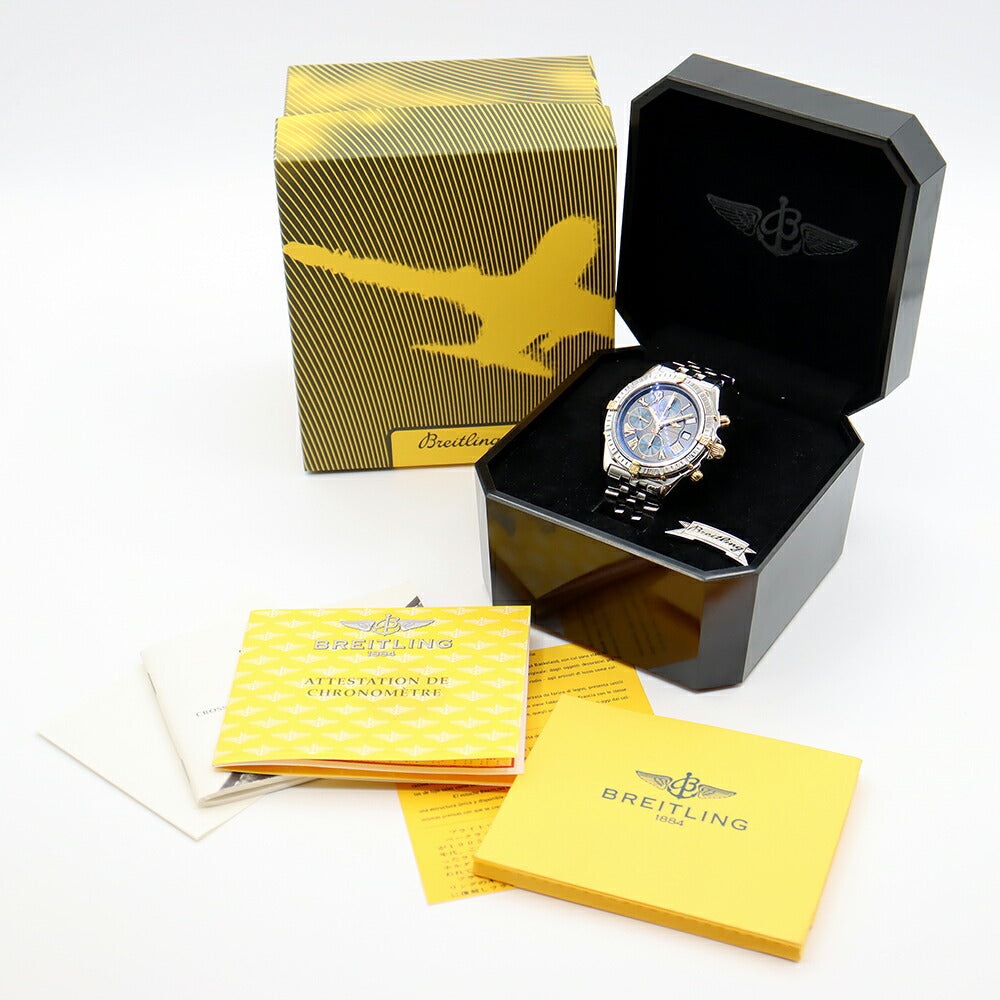 BREITLING BREITLING Breitling Cross Wind Clonograph Vicolo B13355 Racing Date 100m Waterproof Navy Blue SS Stainless steel YGP Yellow Gold Combi Men Automatic Wind [6 months Guarantee] [Watch] [Used]