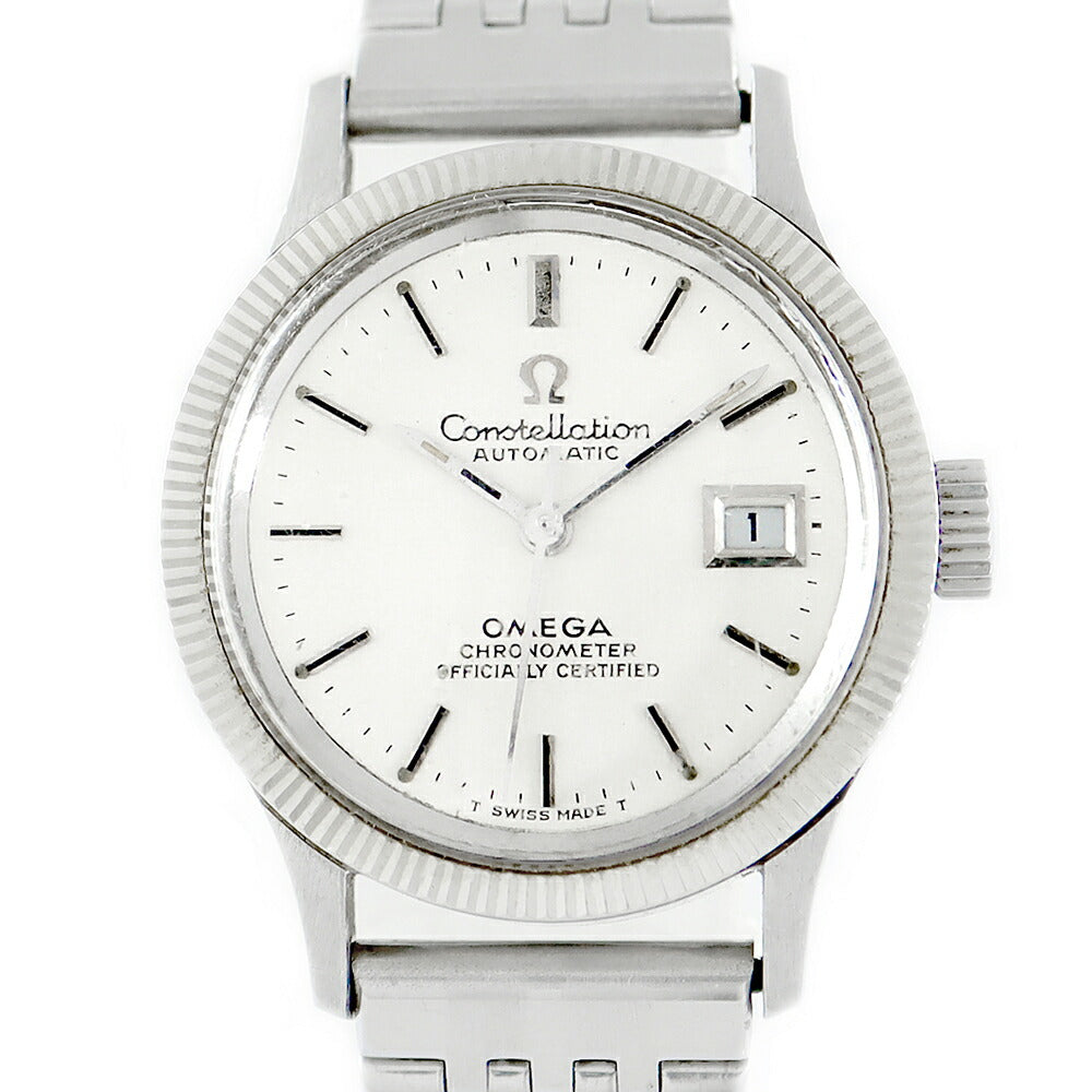 Rare product OMEGA Omega Constellation Chronometer WG Bezel 568.016 Cal.682 24 Stone Date Silver WG White Gold SS Stainless Ladies Automatic Wind Antique Vintage [Watch] [Used]