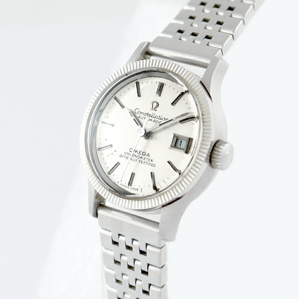 Rare product OMEGA Omega Constellation Chronometer WG Bezel 568.016 Cal.682 24 Stone Date Silver WG White Gold SS Stainless Ladies Automatic Wind Antique Vintage [Watch] [Used]