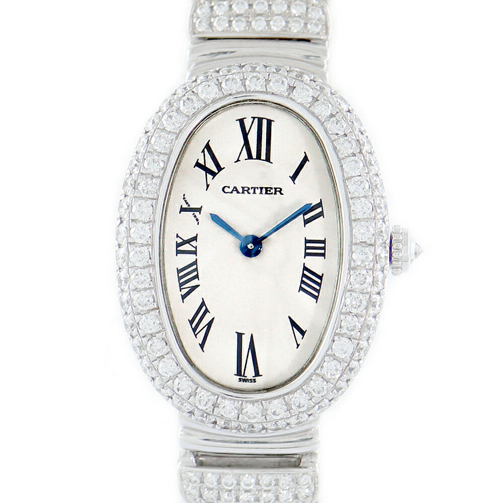 Cartier Cartier Cartier Cartier Cartier Cartier Double Diamond Besel Diamond Breath Ivory K18WG White Gold Gold Solid after Diamond Ladies Quartz [6 months warranty] [Watch] [Used]