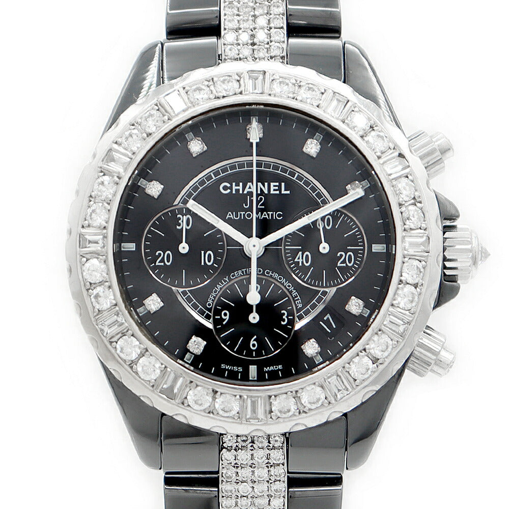 CHANEL Chanel J12 Chronograph 41mm Date 9P Diamond Bucket Diamond Besel Diamond Breath Black CE Ceramic SS Stainless steel H0940 After Diamond Men's Automatic Wind [6 months Guarantee] [Watch] [Used]