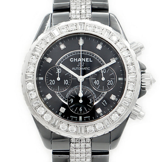 CHANEL Chanel J12 Chronograph 41mm Date 9P Diamond Bucket Diamond Besel Diamond Breath Black CE Ceramic SS Stainless steel H0940 After Diamond Men's Automatic Wind [6 months Guarantee] [Watch] [Used]