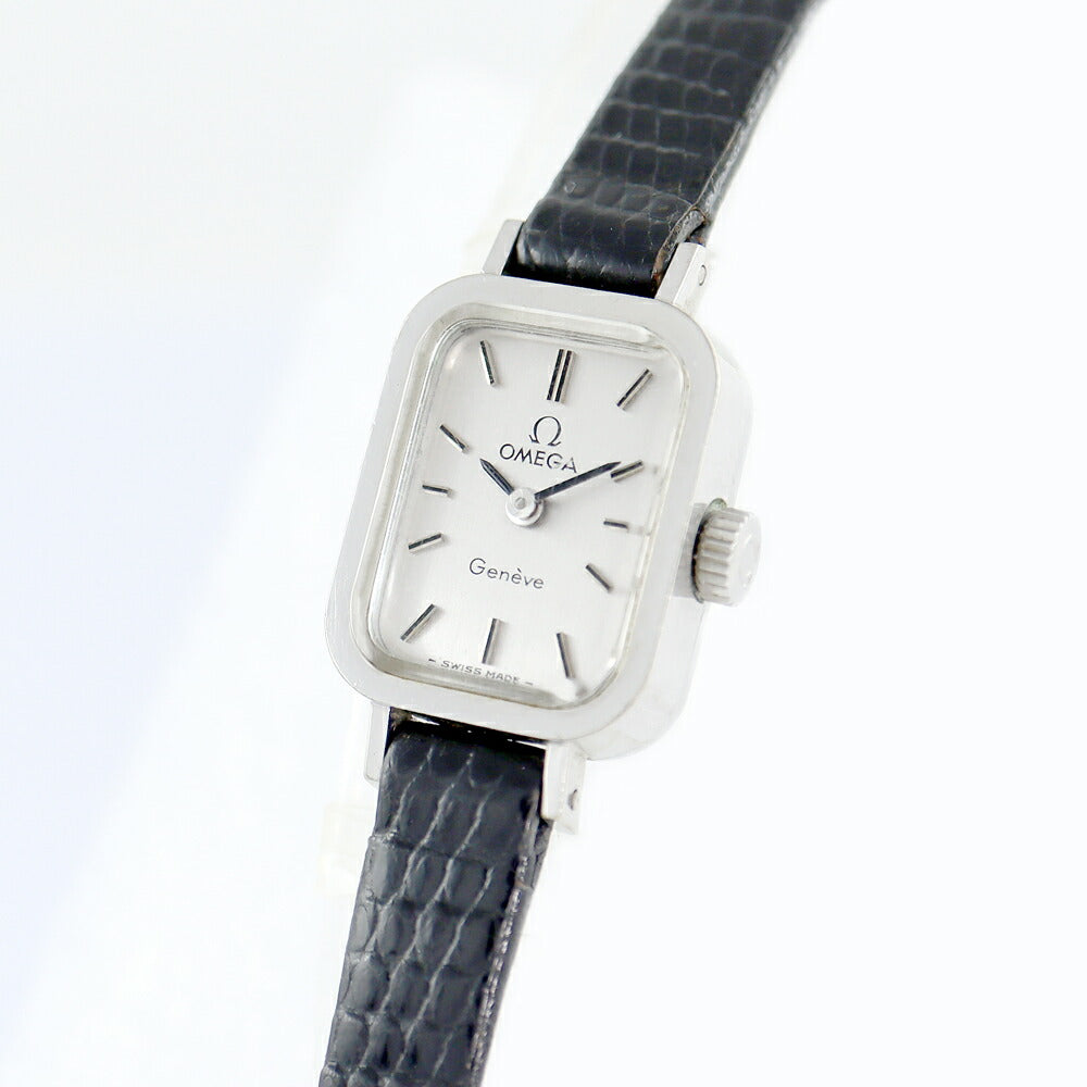 Rare item Omega Omega GENEVE Geneva Square 5111.364 Cal.485 17 Stone Silver SS Stainless Steel Genuine Buckle Women's Handwrinking Vintage [Watch] [Used]