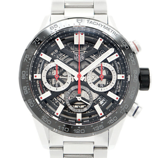 Inspection Tag Heuer Tag Heuer Tag Hoire Carrella Caliber Caliver II 01 Chronograph CBG2010 BA0662 Tachimeter 100m Waterproof Date Black Black Skeleton SS Stainless Men Automatic Winding [6 months warranty] [Used]